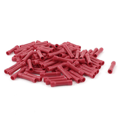 Harfington Uxcell 100Pcs Dual Ends Red Plastic Fully Insulated Female Crimp Wire Terminal Connector for AWG22-16