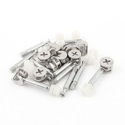 Harfington Uxcell 10pcs Furniture Connector Cam Fittings Pre-inserted Nuts Dowels Sets
