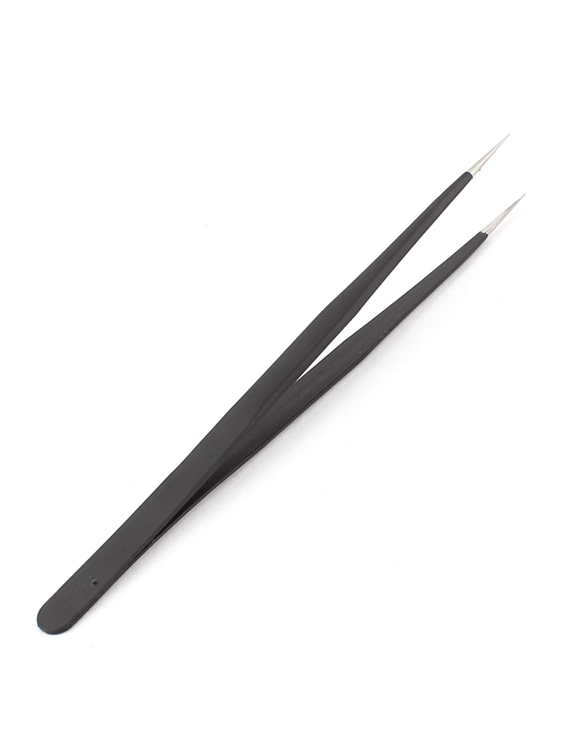 uxcell Uxcell 140mm 5.5" Long Black Metal Polished Needle Tip Straight Anti-static Tweezers Piler Manual Hand Tool