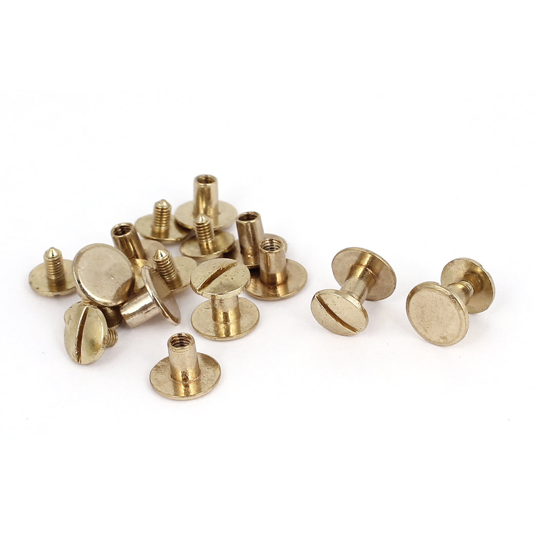 uxcell Uxcell 4.5x7mm Brass Plated Binding Chicago Screw Post For Albums Scrapbook 9mm+10.5mm Head Dia 10pcs