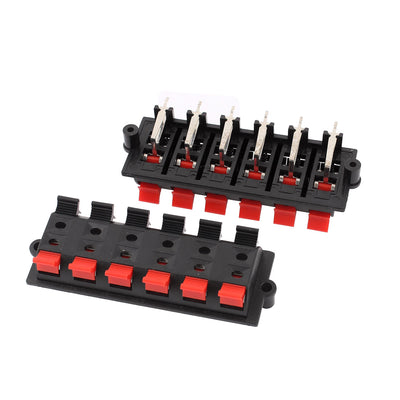 uxcell Uxcell 2pcs 12 Way Push Release Connector Plate Stereo Speaker Terminal Strip Block