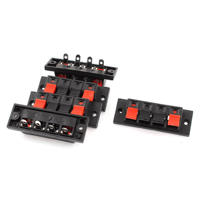 uxcell Uxcell 5pcs 4 Way Push Release Connector Plate Stereo Speaker Terminal Strip Block