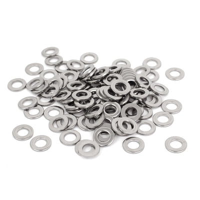 Harfington Uxcell 100pcs Silver Tone 304 Stainless Steel Flat Washer 1/4" for Screws Bolts