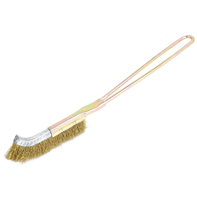 uxcell Uxcell 22cm Long Handheld Metal Handle Bent Head Brass Wire Cleaning Brush