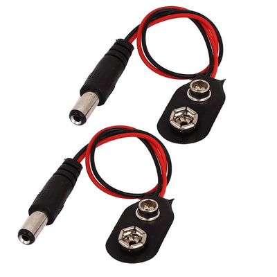 Harfington Uxcell 2Pcs 5.5x2.1mm DC Male Connector 9V Battery Buckle Clip Connector Holder Cable 19cm