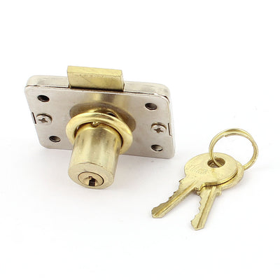 Harfington Uxcell Silver Tone 15mm Dia Cylinder Head Metal Cabinet Security Drawer Lock w 2 Keys