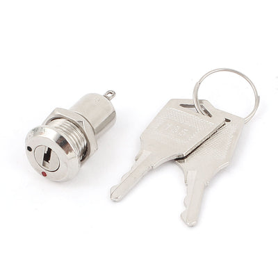 Harfington Uxcell 12mm Electric Mini 2 Pin 2 Positions ON OFF Metal Keylock Switch w Keys
