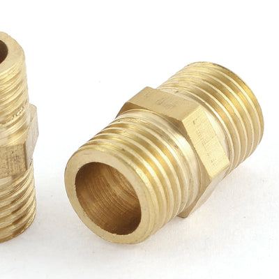 Harfington Uxcell 5 Pcs 1/4 BSP to 1/4 BSP Male Thread Brass Pipe Hex Nipple Fitting Quick Adapter