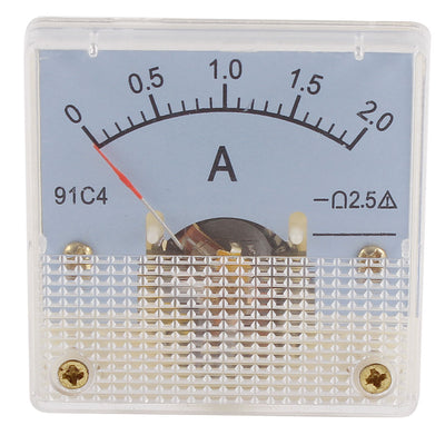 Harfington Uxcell 91C4 DC 0-2A Rectangle Mini Analog Panel Ammeter Gauge Amperemeter Class 2.5