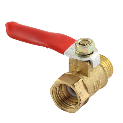 uxcell Uxcell 1/4BSP Male to Female Thread Full Port Red Lever Handle Brass Air Ball Valve
