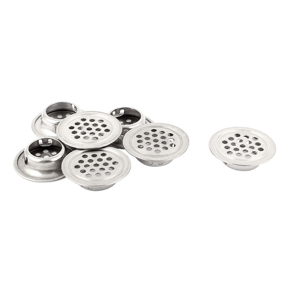 uxcell Uxcell 7 Pcs Stainless Steel Flat Round Shaped Mesh Hole Cabinet Air Vent Louver 19mm