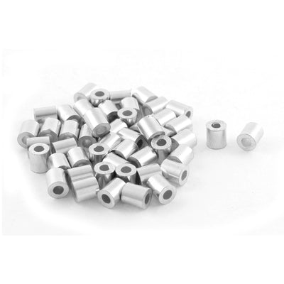 Harfington Uxcell 50pcs Aluminum Cable Stops Sleeves for 2mm Wire Rope Swage Clip