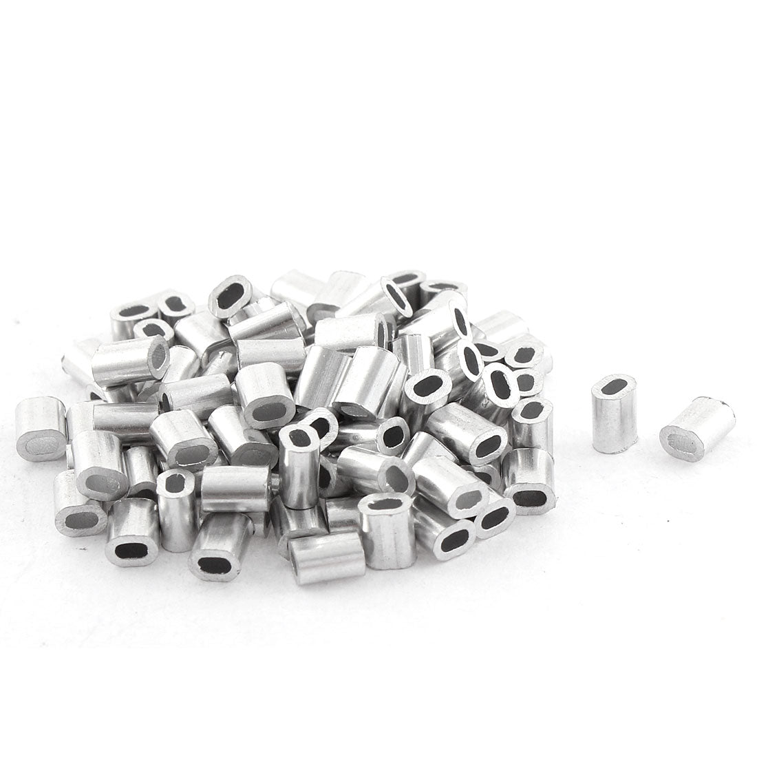 uxcell Uxcell 100pcs Oval Aluminum Sleeves Clamps for 1mm Wire Rope Swage Clip
