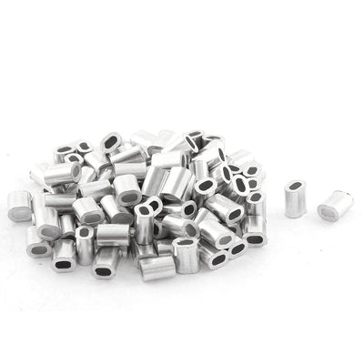 Harfington Uxcell 100pcs Oval Aluminum Sleeves Clamps for 1mm Wire Rope Swage Clip