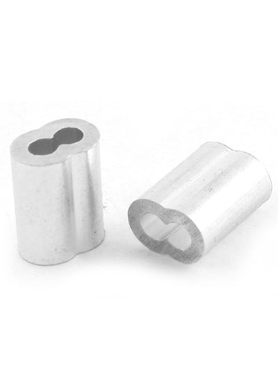 Harfington Uxcell 50pcs Silver Tone Aluminum Sleeve for 2.5mm Steel Wire Rope Swage Clip