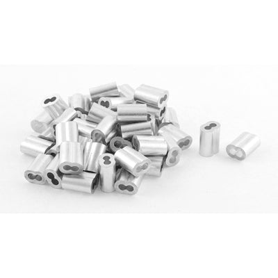 Harfington Uxcell 50pcs Silver Tone Aluminum Sleeve for 2.5mm Steel Wire Rope Swage Clip