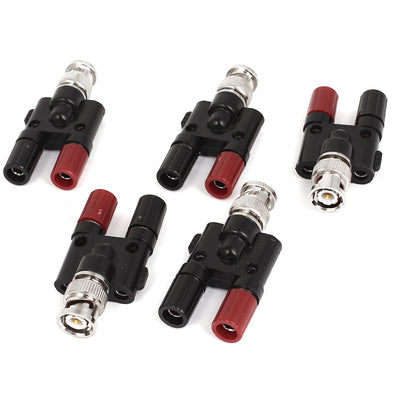 Harfington Uxcell 5pcs BNC Male to Two Dual Banana Female Jack Coaxial Connector Adapter