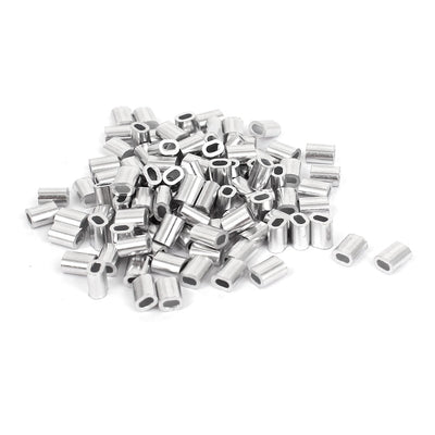 Harfington Uxcell 1mm 3/64" Steel Wire Rope Aluminum Ferrules Sleeves Silver Tone 100 Pcs