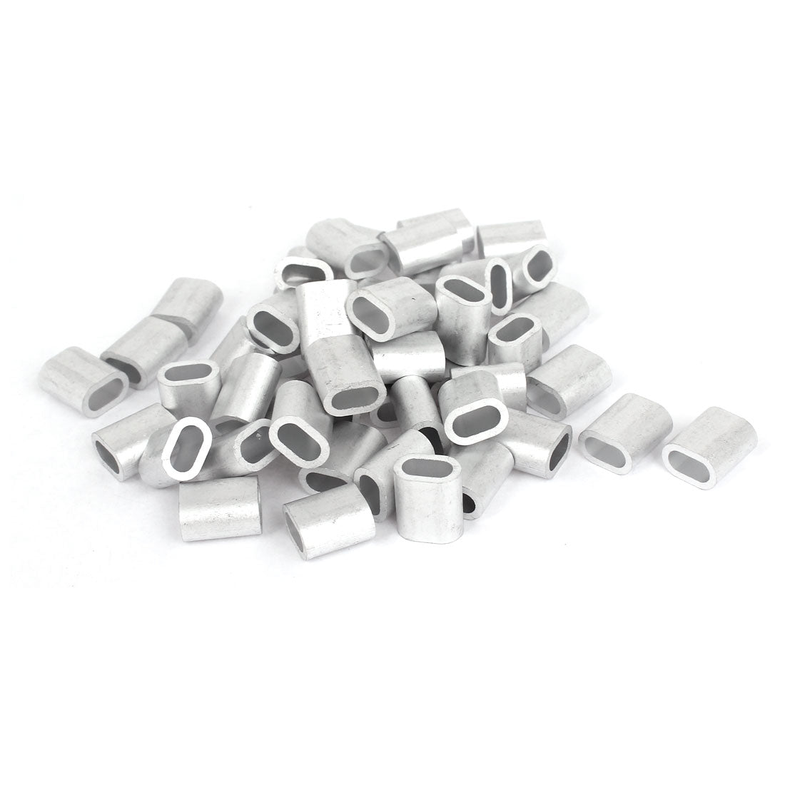 uxcell Uxcell 4mm 5/32" Steel Wire Rope Aluminum Ferrules Sleeves Silver Tone 50 Pcs