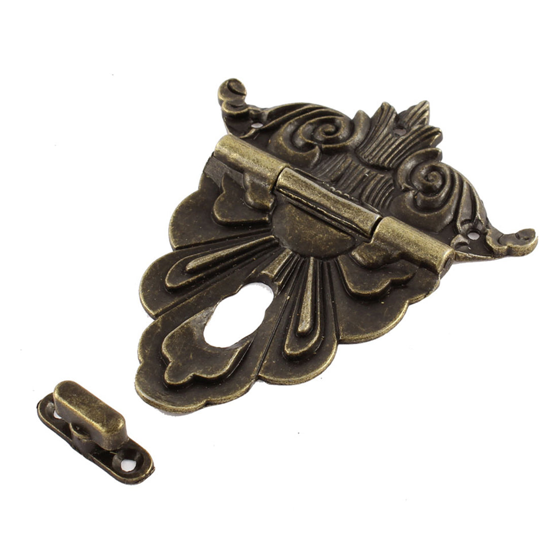 uxcell Uxcell 100mmx80mm Retro Style Bronze Tone Jewelry Box Drawer Decorative Hasp Lock Latch