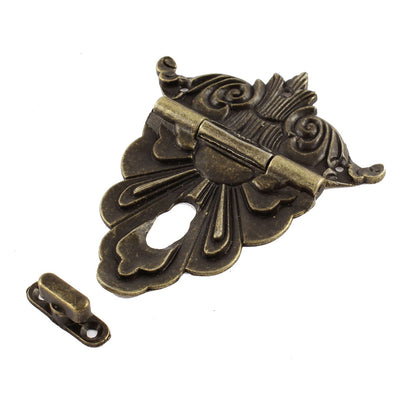Harfington Uxcell 100mmx80mm Retro Style Bronze Tone Jewelry Box Drawer Decorative Hasp Lock Latch