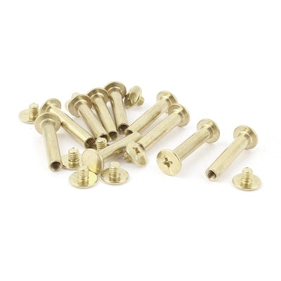 uxcell Uxcell 10pcs 5mm x 25mm Brass Plated Binding Chicago Screw Post for Album Scrapbook