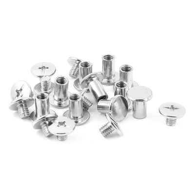 Harfington Uxcell 10pcs 5mmx8mm Nickel Plated Binding Chicago Screw Post for Album Scrapbook