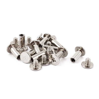 Harfington Uxcell 10pcs 5mmx12mm Nickel Plated Binding Chicago Screw Post for Album Scrapbook