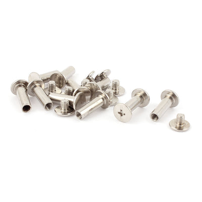 Harfington Uxcell 10pcs 5mmx15mm Nickel Plated Binding Chicago Screw Post for Album Scrapbook