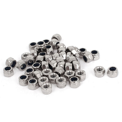 uxcell Uxcell M3 x 0.5mm 304 Stainless Steel Nylock Nylon Insert Hex Lock Nuts 50pcs