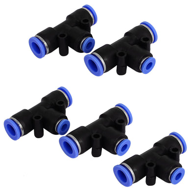 Harfington Uxcell 4 Pcs 6mm to 10mm T Shaped 3 Way Air Pneumatic Quick Fitting Coupler PEG10-6