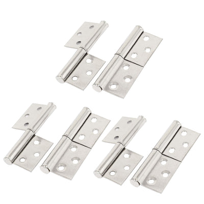 uxcell Uxcell 6 Pcs 61mm Long 360 Degree Rotating Cupboard Door Flag Hinges Silver Tone