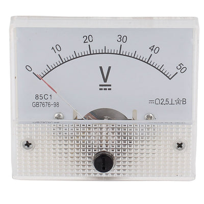 uxcell Uxcell 85C1 Class 2.5 Accuracy DC 0-50V Accurate Analog Voltmeter Volt Meter White