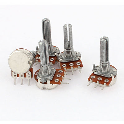 uxcell Uxcell 5 Pcs B5K Type B 5K Ohm 3 Terminal Single Linear Rotary Taper Potentiometer