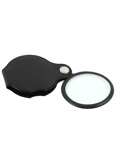 Harfington Uxcell 5X Portable Faux Leather Cover Plastic Frame 50mm Lens Foldable Magnifier Magnifying Glass Black