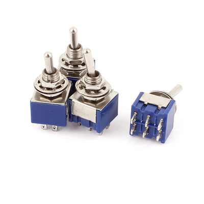Harfington Uxcell 4 Pcs AC 6A 125V 2 Position 6Pins DPDT ON-ON Micro Mini Toggle Switch