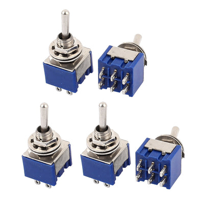 Harfington Uxcell 5 Pcs AC 125V 6A DPDT ON-ON 2 Positions 6 Pin Terminal Latching Miniature Toggle Switch