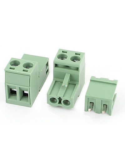 Harfington Uxcell 20 Sets AWG 12-24 300V 10A 5.08mm Pitch PCB Screw Terminal Block Connector Army Green