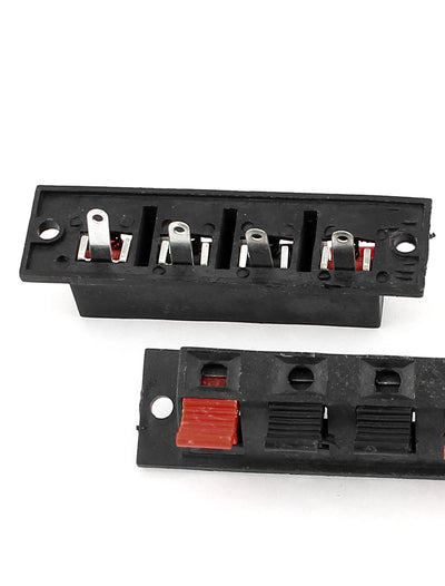Harfington Uxcell 10 Pcs 4 Way Push Release Connector Plate Stereo Speaker Terminal Strip Block