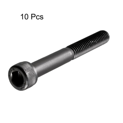 Harfington Uxcell M6x50mm 12.9 Alloy Steel Screw Cap Point Hex Socket Screws Bolts Black 10Pcs