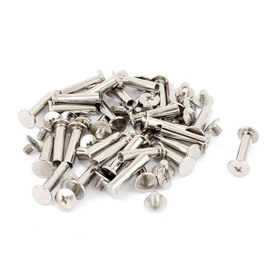 Harfington Uxcell 30Pcs 5x20mm Nickel Plated Binding Screw Post for Scrapbook Photo Albums