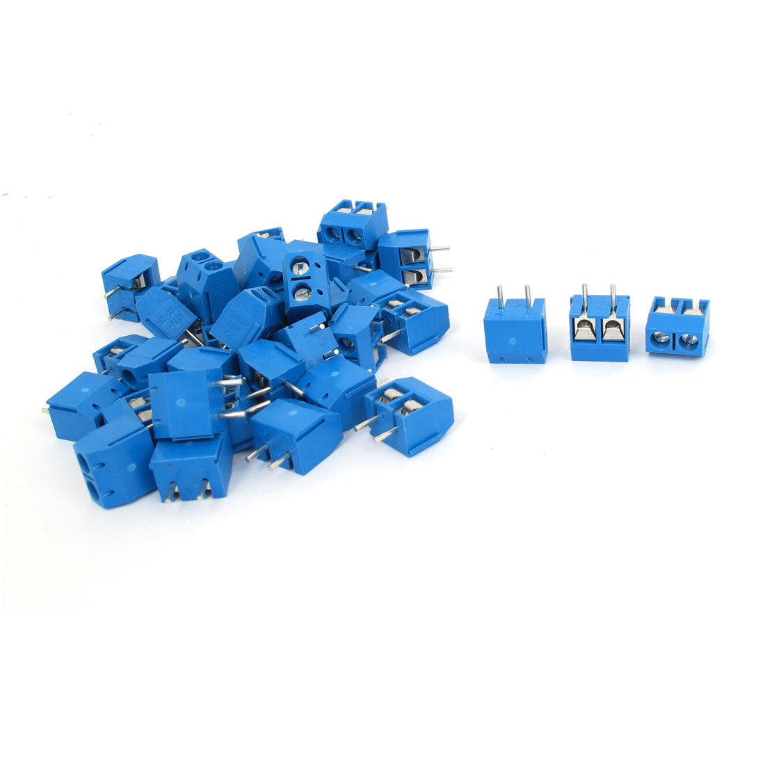 uxcell Uxcell 40 Pcs 2 Pin 5mm Pitch PCB Mount Screw Terminal Block Blue AC 300V 10A