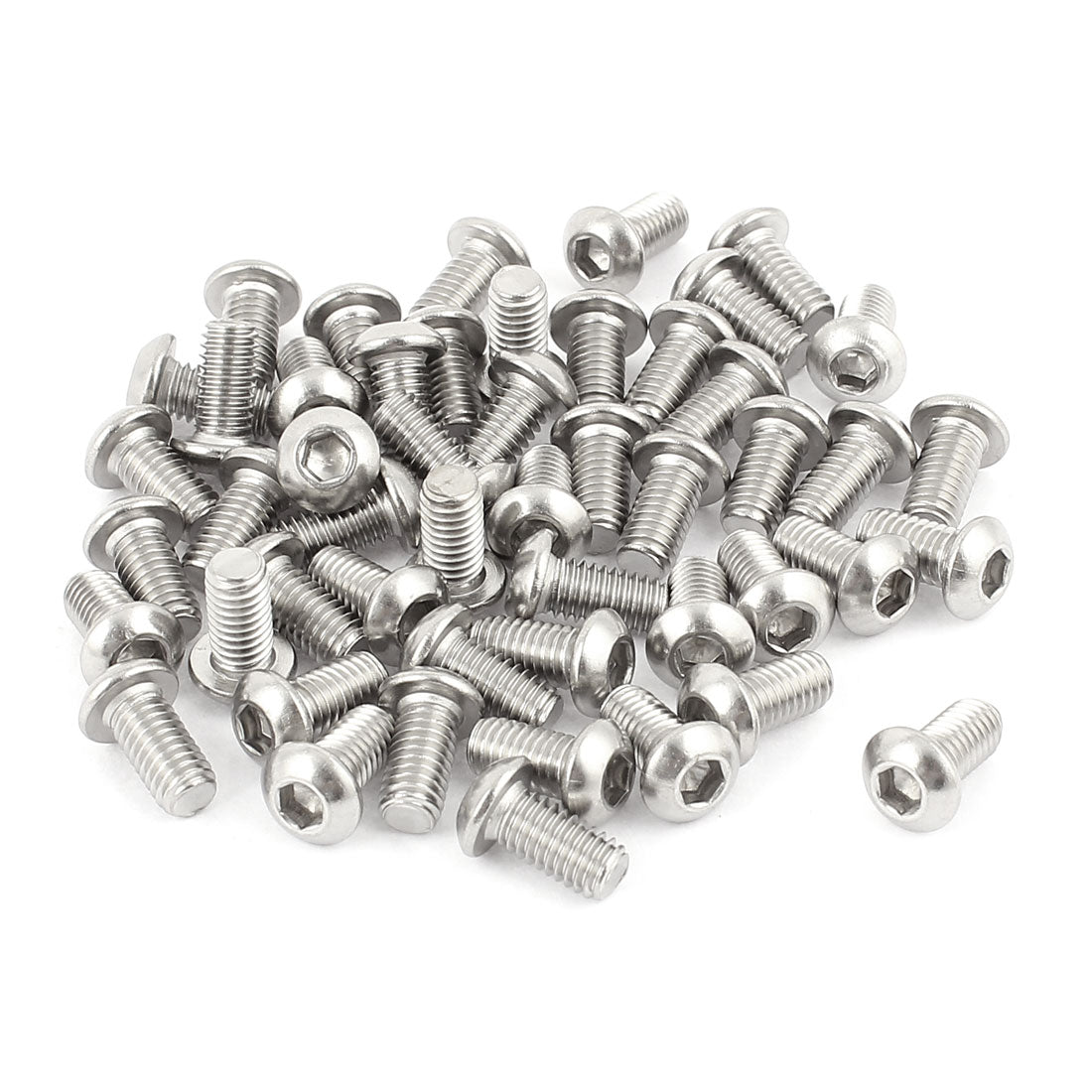 Uxcell M6x12mm Stainless Steel Button Head Hex Socket Cap Screws Silver ...