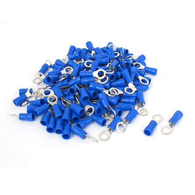 Harfington Uxcell 120pcs Blue RVS2-5 16-14 AWG Gauge Crimp Style Car Power Wire Ring Terminals