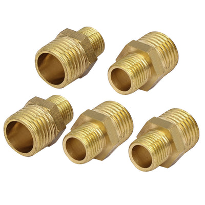 Harfington Uxcell 1/4BSP to 1/8BSP Male Thread Brass Pipe Water Gas Reducing Hex Bushing Fitting 5pcs