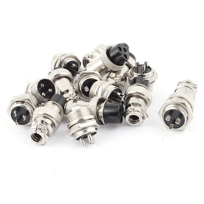 Harfington Uxcell 8Pairs 16mm Thread 3 Terminals Male Female Panel Metal Aviation Wire Connector