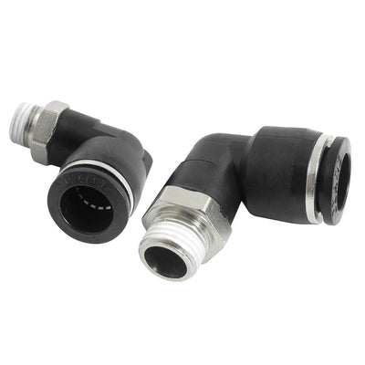 uxcell Uxcell 2Pcs 1/4BSP Male to 12mm Air Pneumatic Elbow Quick Connect Connectors
