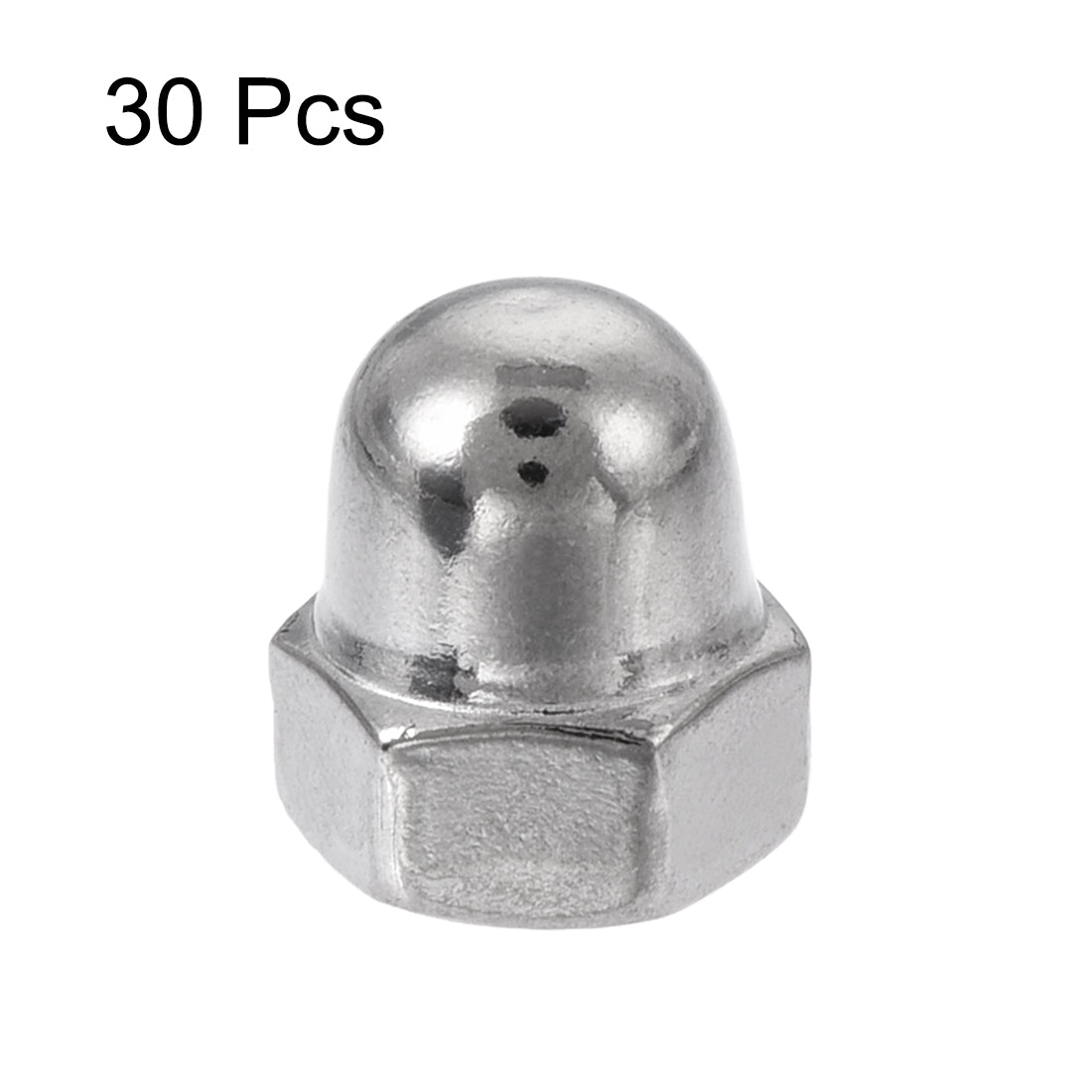 uxcell Uxcell M4 Thread Dia 304 Stainless Steel Dome Head Cap Acorn Hex Nuts Silver Tone 30Pcs
