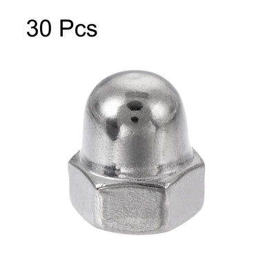 Harfington Uxcell M4 Thread Dia 304 Stainless Steel Dome Head Cap Acorn Hex Nuts Silver Tone 30Pcs