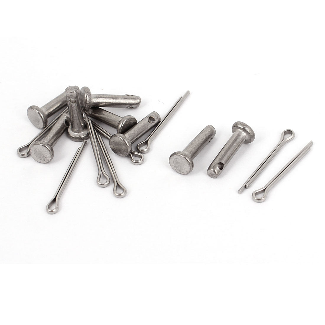 uxcell Uxcell M3 x 12mm Flat Head 304 Stainless Steel Round Clevis Pins Fastener Silver Tone 8 Sets